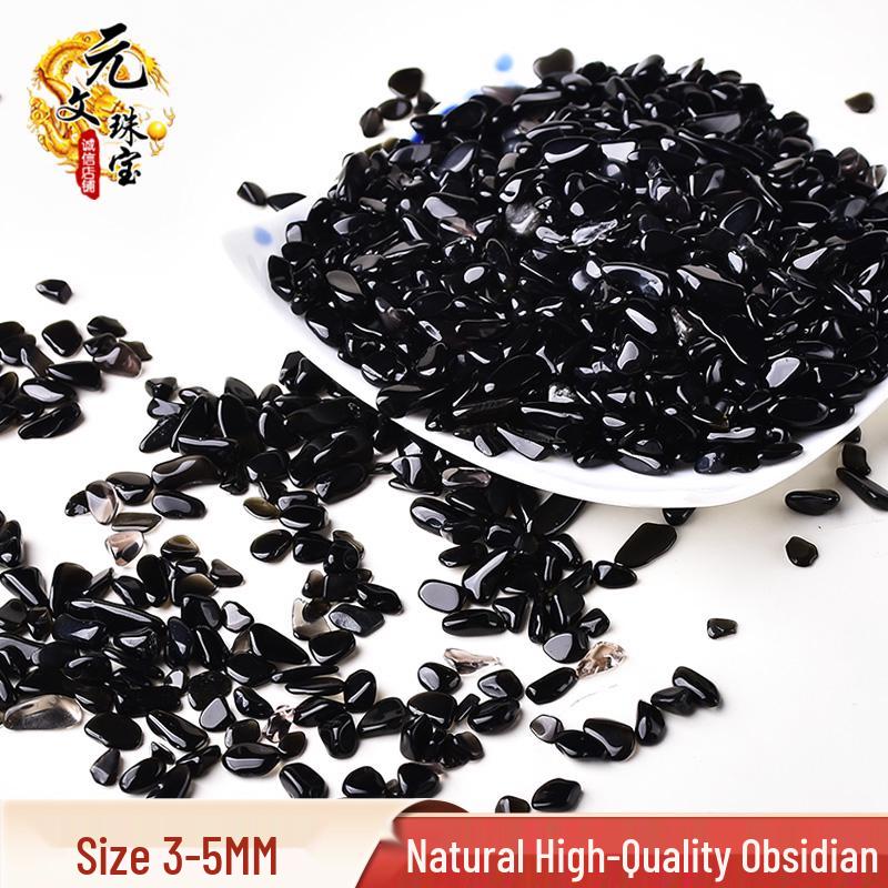 Black Obsidian Crushed Stone Ornament for Fish Tank Purification and Landscaping