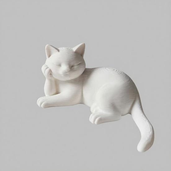 3D Printed Cat Statue, Small Holding Face Cat Figurine, Cute Animal Sculpture for Office Desk Decor, Gifts for Cats Lovers