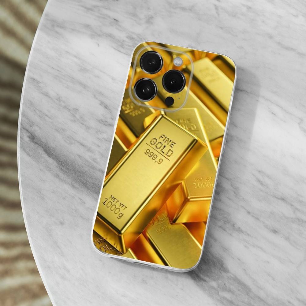 Cool Art Gold Precious Phone Case For iPhone,14,13,12,15,Pro,Max,Plus,11,17,16,X,XS,XR,SE,Mini Transparent Soft Cover