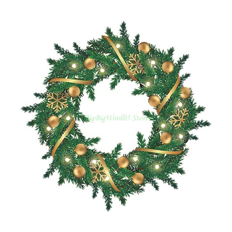

24TE Christmas Garland Wall Sticker Baby Kids Living Room Xmas Tree Wreath Decal Home Window Glass Static Decor