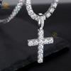 Ready to Ship 925 Silver Iced Out 5mm Round Brilliant VVS Moissanite Cross Pendant Hip Hop Style Gold Plated Men's Fine Jewelry
