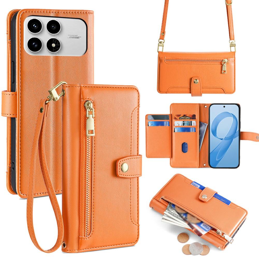 Dla Xiaomi Poco F8 Pro/Redmi K90 5G Skórzane Etui Portfel z Kieszonką na Zamek Błyskawiczny Pokrowiec na Telefon z 2 Paskami