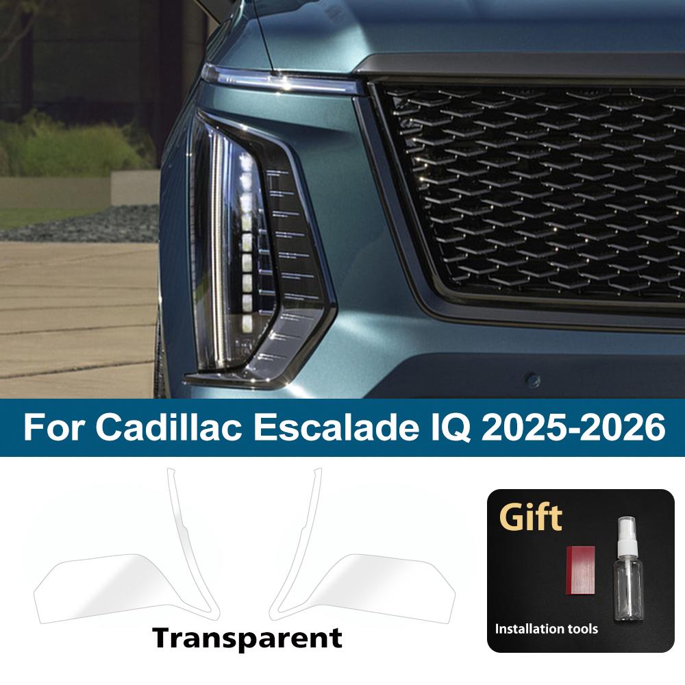 High-Gloss Smoke Black TPU Headlight Protective Film for Cadillac Escalade /IQ Pre-Cut PPF Anti-Scratch Vinyl Wrapping Kit