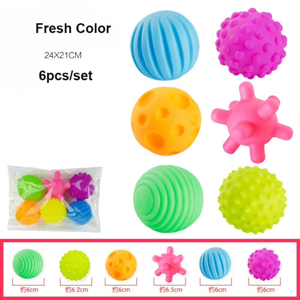 6pcs Montessori Develop Baby's Tactile Senses Toy Soft Rubber Baby Touch Hand Ball Toys