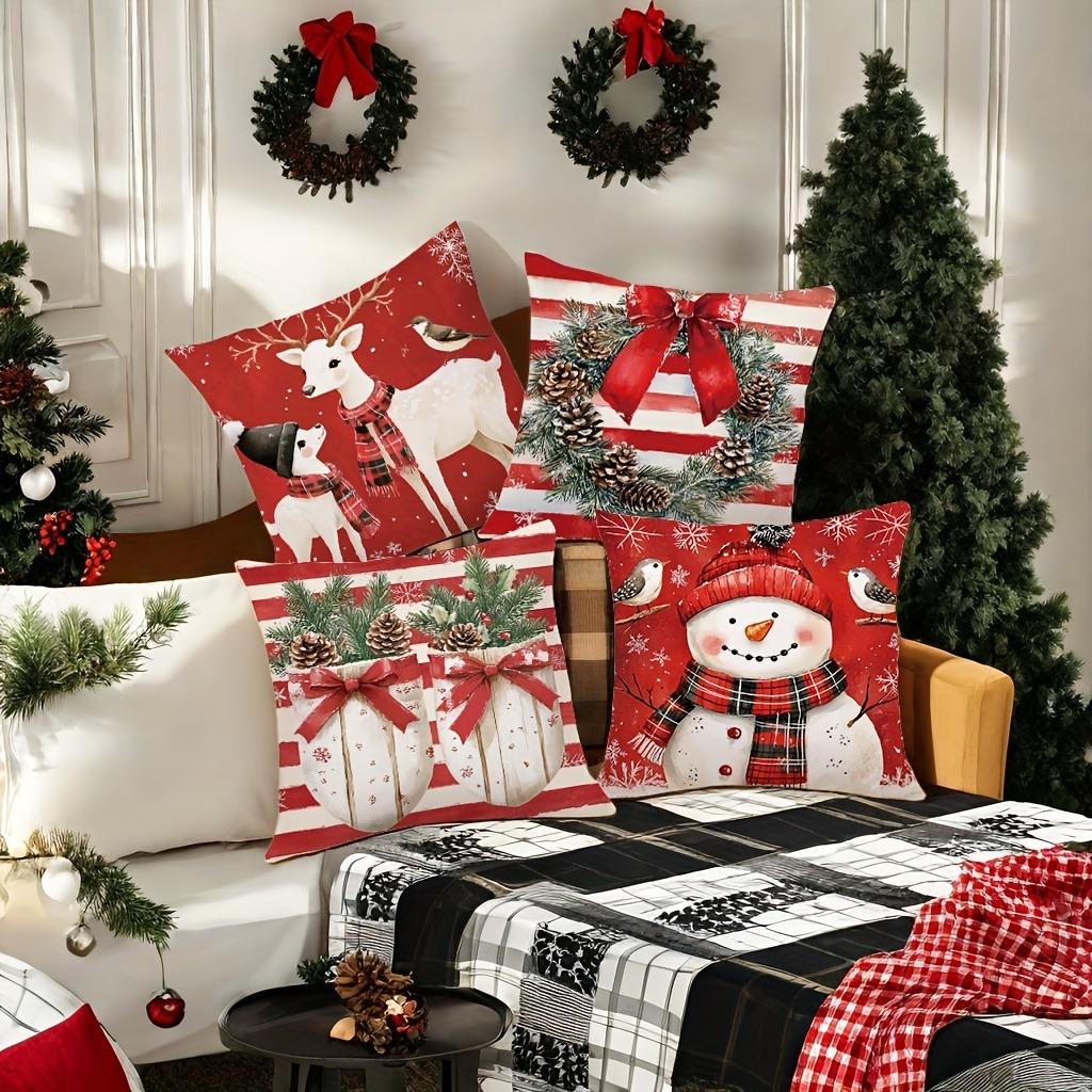 Christmas decoration pillowcase New Year gift Cute Snowman fawn print pillow cover sofa cushion suite home decoration
