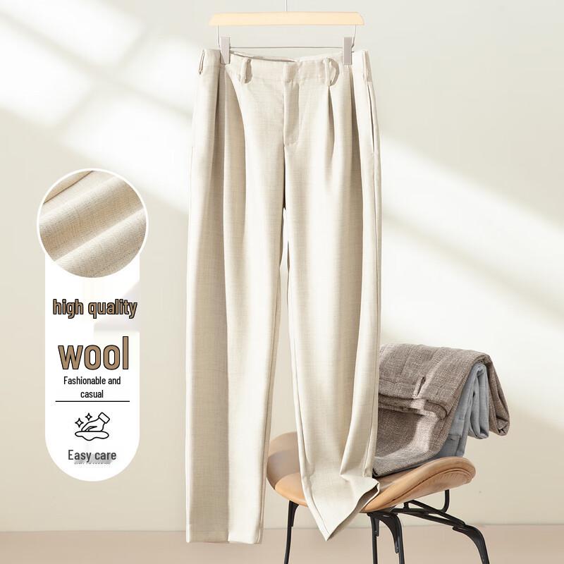 

LUOZI Men s Merino Wool Blend Casual Straight-Leg Trousers XL