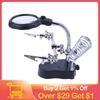 Welding Magnifying Glass with LED Light 3.5X-12X Lens Auxiliary Clip Loupe Desktop Magnifier Third Hand Soldering Repair Tool