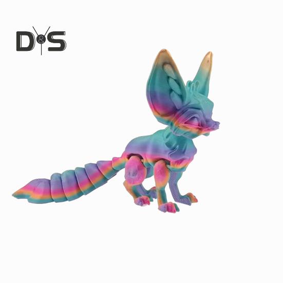 3D Printed Fox Ornament Articulated Fox Figurine with Flexible Tail And Limbs Stress-Relieving Fox Toy for All Ages Desktop Decor