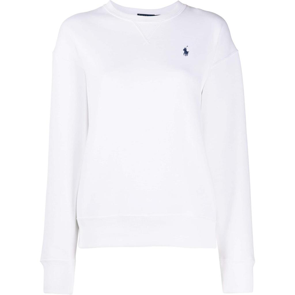 Polo Ralph Lauren FW21 Logo Brodert Ensfarget Pullover Genser Dame genser Hvit 211794395-002