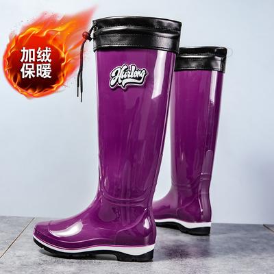 Export pantofi de ploaie pantofi înalți impermeabili de damă cizme de ploaie cizme de apă pantofi de bucătărie cu talpă groasă din catifea termică din cauciuc