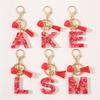 Red A-Z Alphabet Initial Letter Keychain Cute Heart Tassel Resin Charms Keyrings Handbag Charms Car Pendant Trinkets Women Gifts