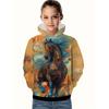 Vêtements Cool pour Filles Équestres Animaux Impression 3D Automne Sweats à Capuche Manches Longues Amples Légers Sweat Confortable Vêtements pour Enfants
