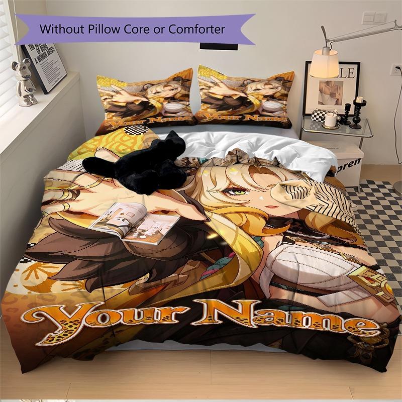 Feline Guide Bedding Set Personalized Washable Custom 3Pcs Duvet Cover Pillowcases Soft Microfiber Home Bedroom Gift