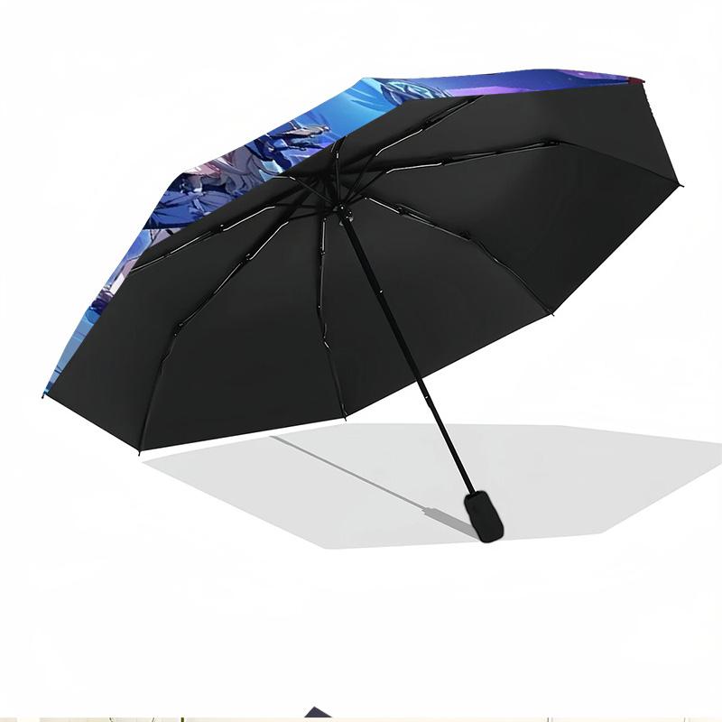 Genshin Impact Print Automatic Open Close Umbrella, Portable Foldable Umbrella, for Outdoor Commute Camping Trip, Ideal Birthday Gift