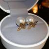 Silver Needle Zircon Flower Pearl Stud Earrings Exquisite Light Luxury High-end Earrings Niche White Versatile Earrings