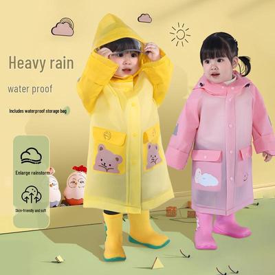 Children's Cartoon Raincoat: Toddler & Primary School One-Piece Poncho