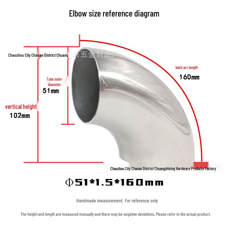 304 Stainless Steel 90° Elbow for Exhaust and Handrail Systems