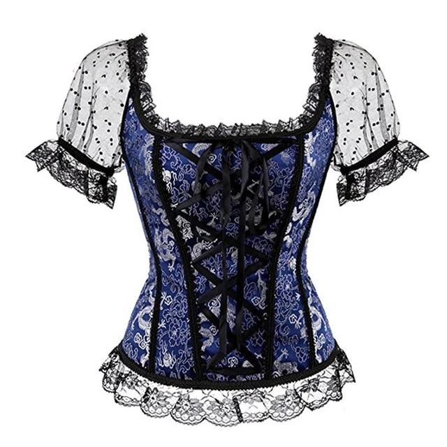 Pink Lace Short Sleeve Corset Top Style Corselet Corsets