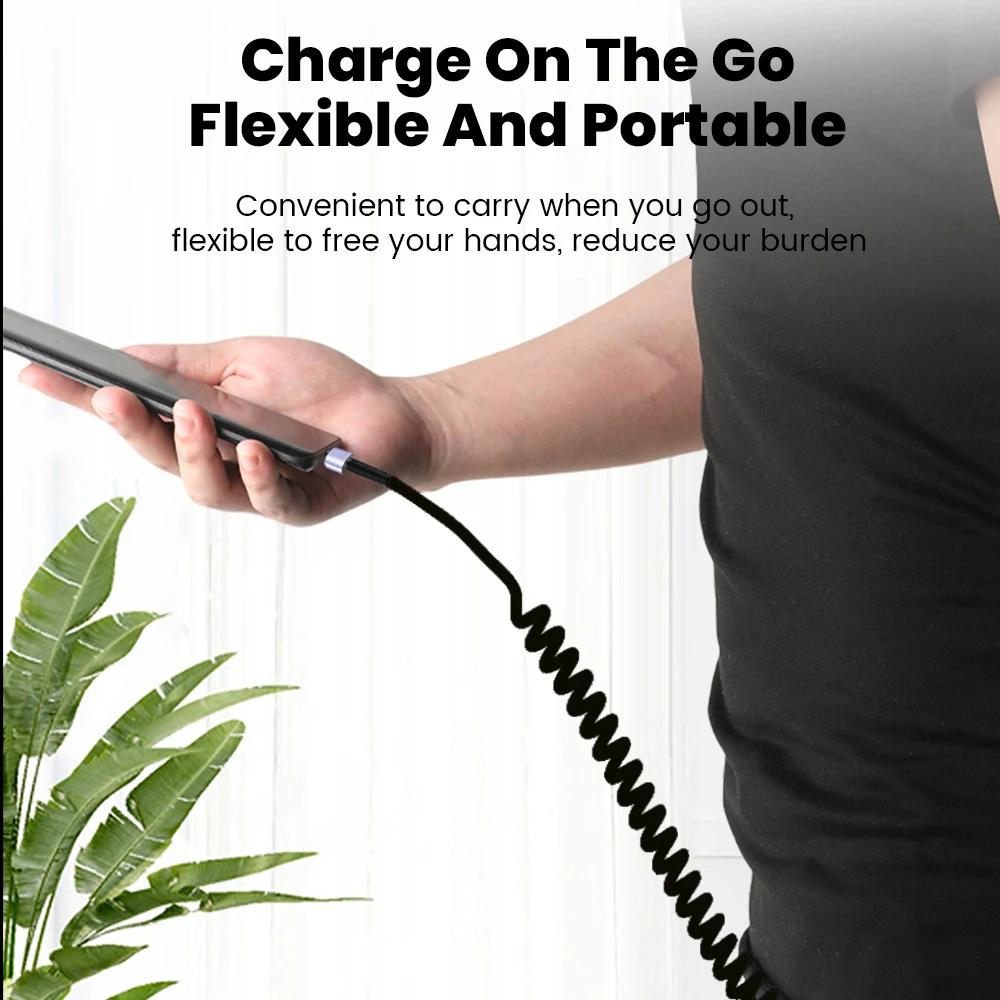 20CM bis 1M Auto-Spiralkabel 66W Kurzes Schnellladekabel Typ C AUF Typ C Kabel für iPhone 15 Xiaomi Samsung USB C Kabel