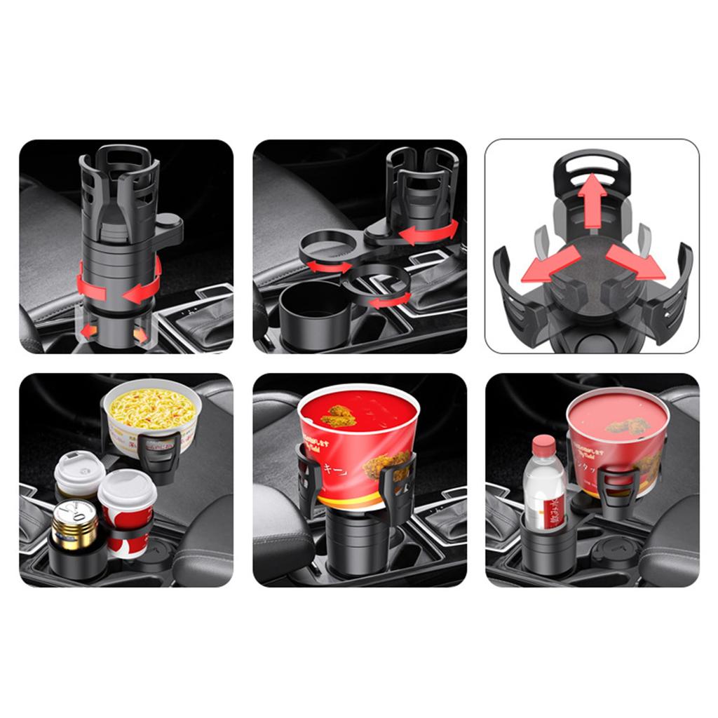 YIDELI Auto Getränkehalter, Auto Tassenhalter, 4-in-1 Multifunktional, Auto Flasche, Rund, 360°