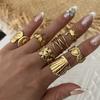 Stainless Steel Ocean Theme Open Ring Set for Women Unique Design Shell Starfish Conch Crab Stackable Finger Ring  Beach Jewelry