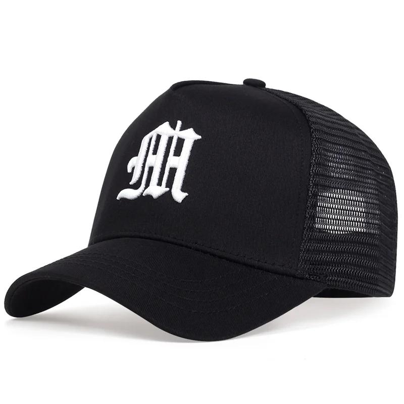 Fashion Gothic Letter M Embroidery Baseball Hat Men and Women Cotton Hats Outdoor Sun Protection Cap Breathable Mesh Caps