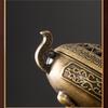 Binaural Antique Incense Burner Exquisite Pattern Hollow Three-legged Burner Indoor Alloy Incense Holders for Yoga Meditation Home Desktop Ornament