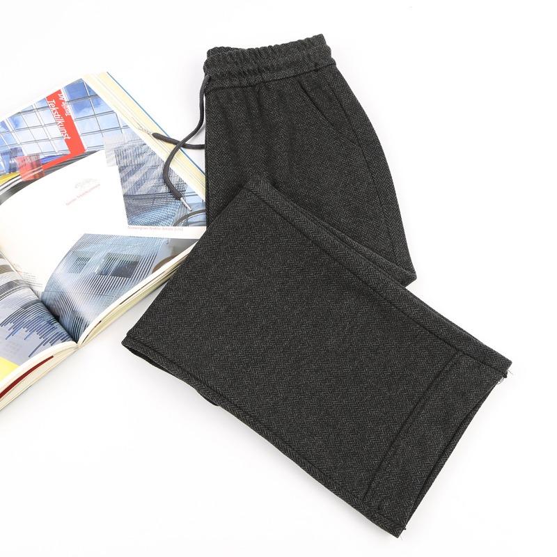 

drape woolen wide-leg pants women s loose straight casual pants autumn and winter new high-waisted versatile thermal trousers floor-mopping trousers XXL
