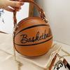 Damen Herbst/Winter 2024 Mode Braune Basketball-Ketten Crossbody-Tasche