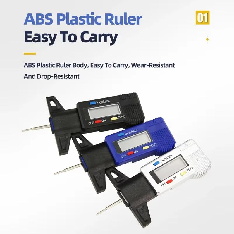 Ecartament digital de adâncime Caliper Ecartament de adâncime a benzii de rulare LCD Ecartament de anvelope pentru auto Anvelope 0-25mm Instrument de măsurare Caliper Instrumente de reparare