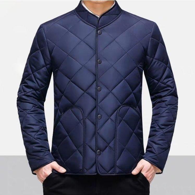 Men's Winter Thickened Down Cotton Clothes, Solid Color Casual Stand Collar Single Breasted Fleecing Cotton-padded Clothes