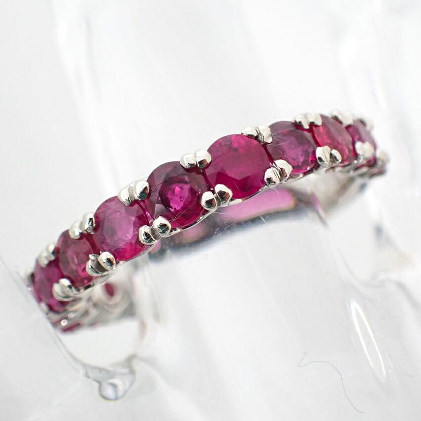 [New] Pt900 Ruby Eternity Ring/Size 13/j34-1