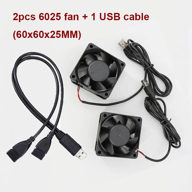 2 az 1-ben USB 40mm 50mm 60mm 80mm 90mm 120mm DC 5V tápellátású Kettős 2db USB ventilátor csatlakozókábellel AV vevőhöz DVR hűtéshez 6025 fan