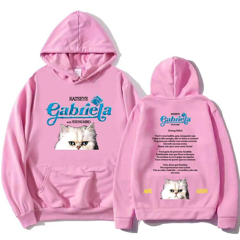 KATSEYE Gabriela Young Miko Remix Hettegensere Kawaii Tegneserie Katt Grafikk Sweatshirts Langermet Hettegensere Casual Dame Hettegenser