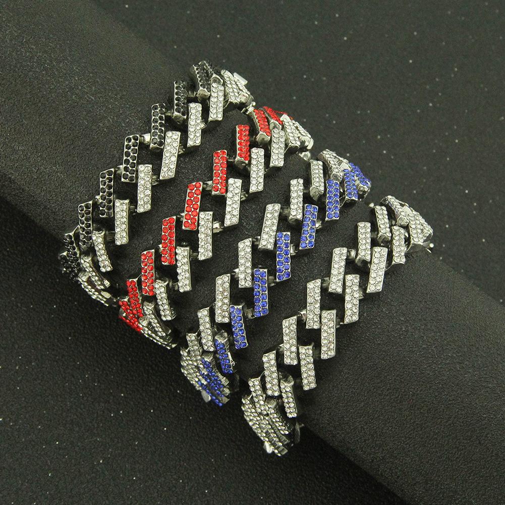 15MM Paved Rhinestones Prong Cuban Link Chain Bracelet for Men Women Bling Iced Out Cuban Bracelet Hip Hop Rapper Jewelry Gift