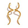 Yhpup Minimalist Flowing Metal Geometric Long Stud Earrings Prevent Allergy Stainless Steel Statement Attractive Daily Jewelry