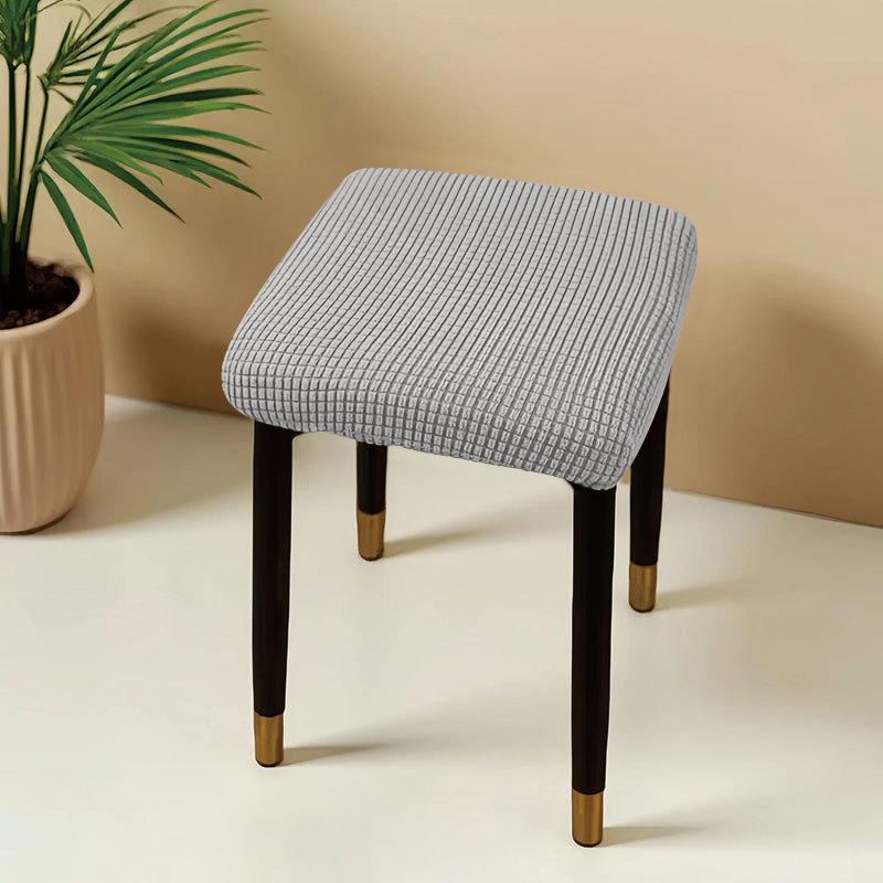Jacquard Square Stool Covers Elastic Dust-proof and Anti-slip Stretch Chair Cover Solid Color Geometric Pattern Seat Cover