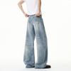 American Washed Bamboo Pattern Scimitar Jeans Men's High Street New Loose Retro Trendy Brand Straight Wide-leg Trousers