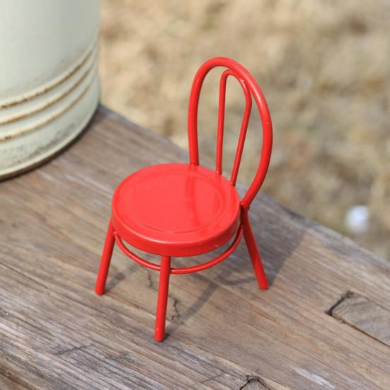 Miniature Chair, Tiny Metal Round Chair, Realistic Furniture Miniature, Mini Collectible Chair for Doll Mansion Miniature Rooms