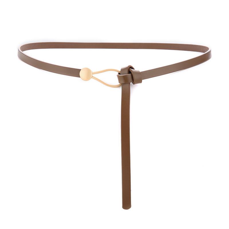 Leather Waist Belt For Dress With Steel Buckle And Vintage Style For Women