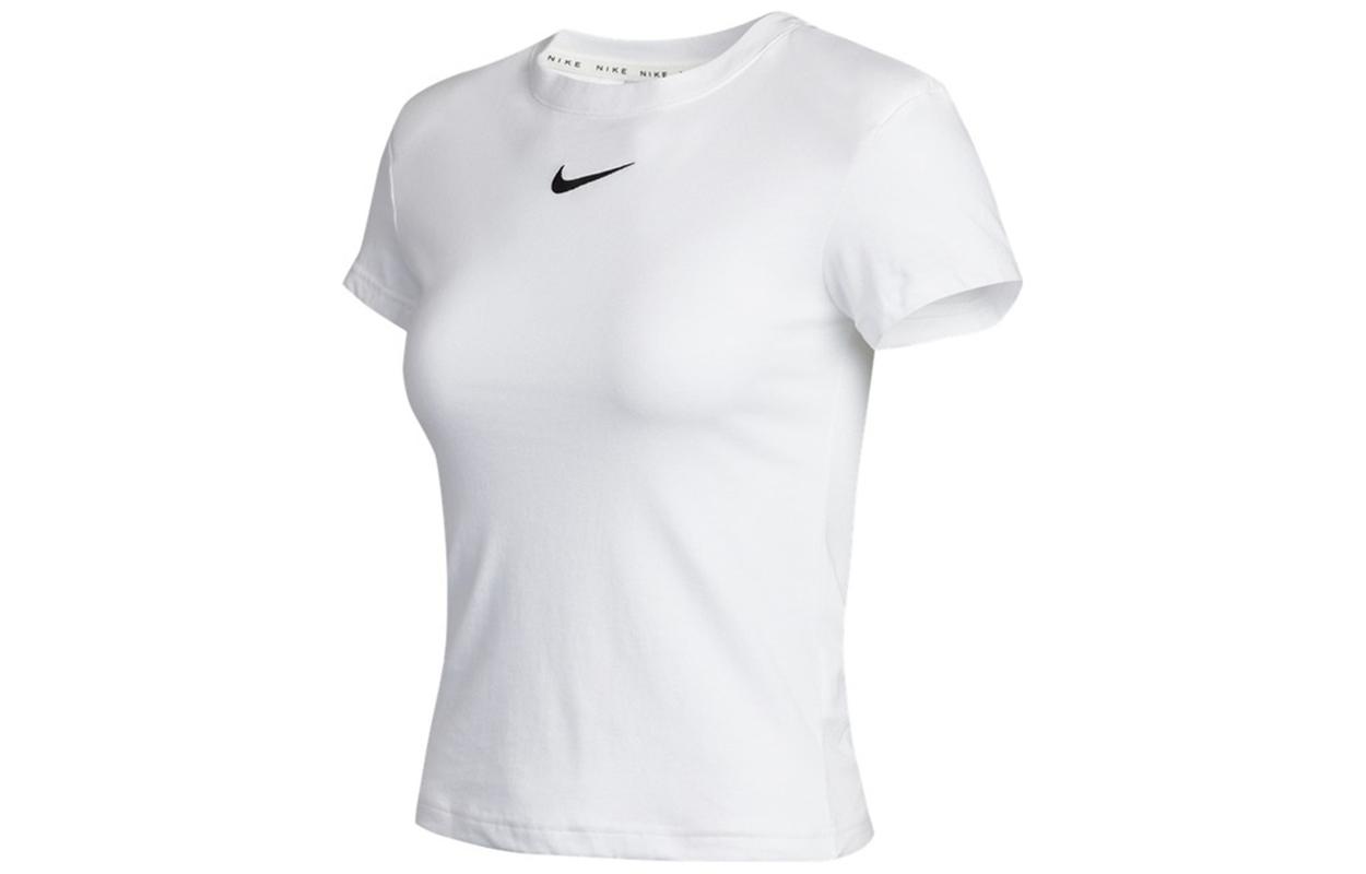 

Nike T Shirts Women s White Crew Neck Moderate Straight Fit DJ7159-100 L