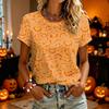 Women's Casual Halloween Printed Short Sleeve T-Shirt for Fashion Party Wear