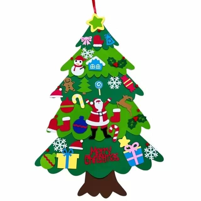 DIY Felt Christmas Tree Christmas Decoration for Home Navidad 2024 New Year Christmas Ornaments Santa Claus Xmas Kids Gifts