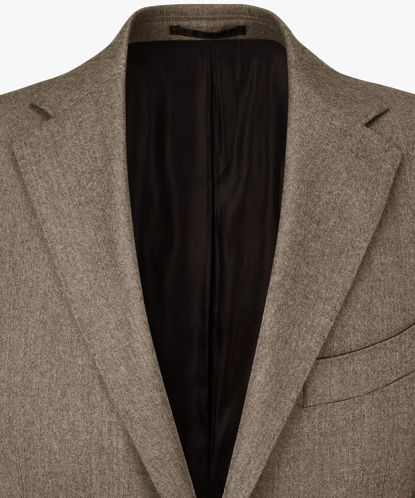 Man On The Boon Notched Lapel Flannel Suit Jacket_Dark Beige 4714351005