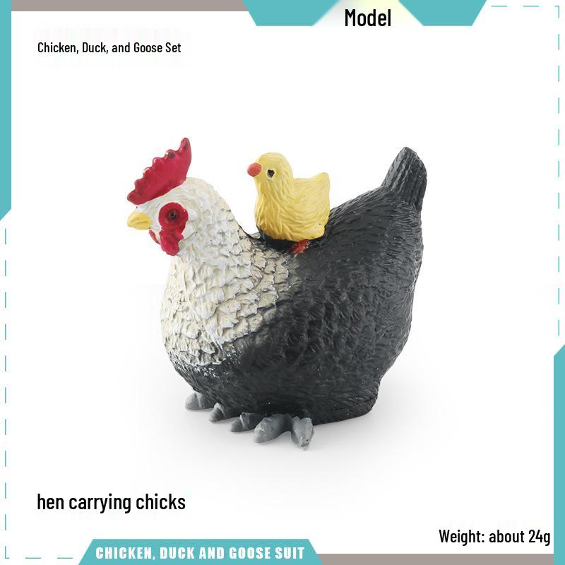 Cross-border Farmyard Decorative Chicken Figurines: Rooster, Hen, and Chicks Pecking in Courtyard with Woman, Rice, and Flower Bed