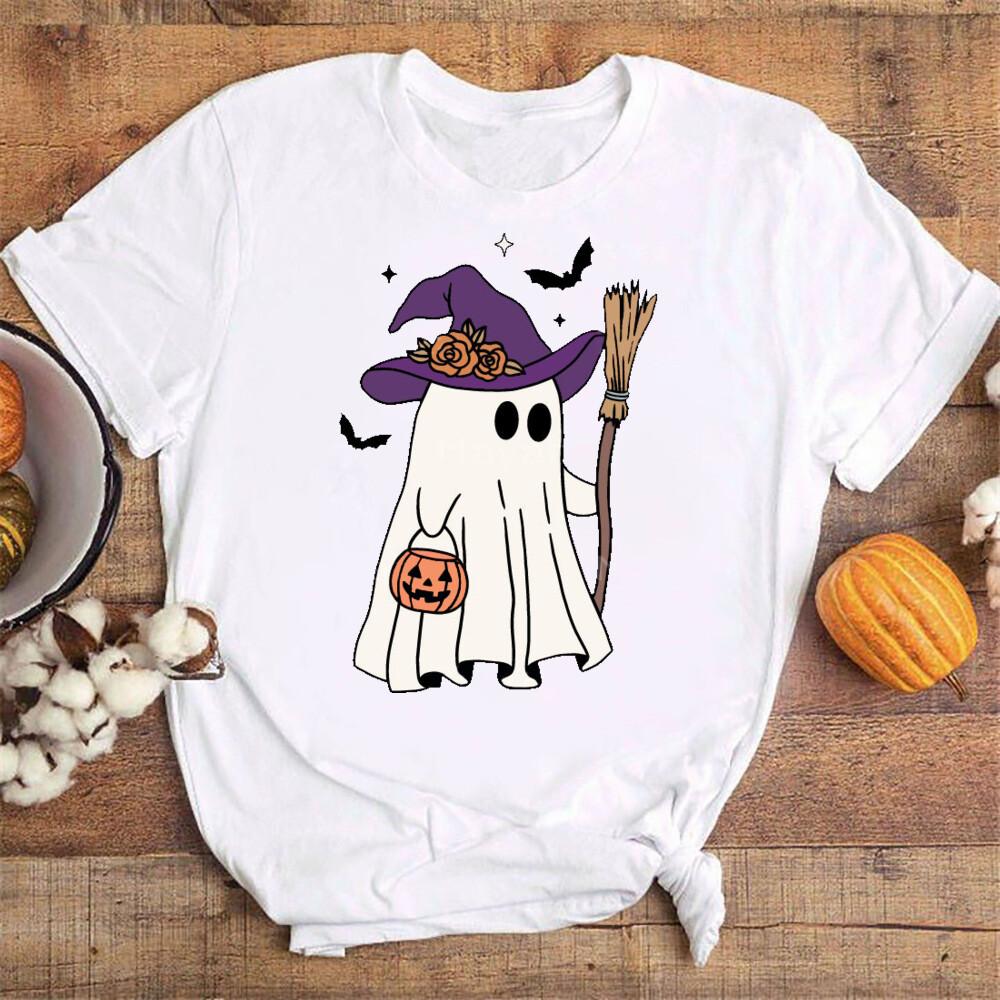 Halloween Unisexs Shirt Cute Halloween Ghost Shirt Halloween Party ShirtUnisex Summer Round Neck Tee Shirt Femme TShirts