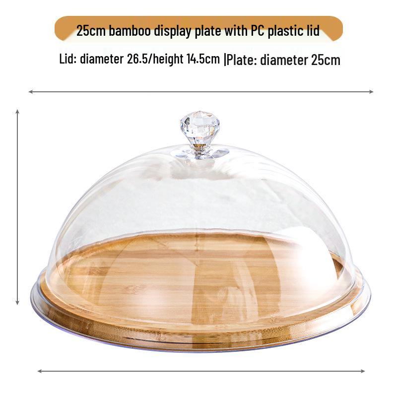 Round Dessert Tray with Transparent Lid - Fruit Tasting Display Cover