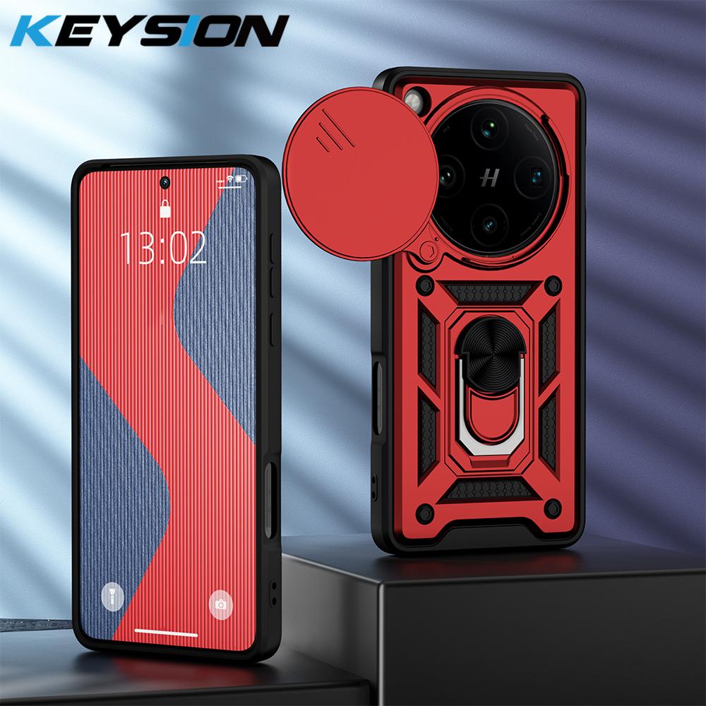 

KEYSION Противоударный защитный чехол для OPPO Find X8 Pro 5G Slide Camera Защитное кольцо Подставка для телефона Задняя крышка для OPPO Find X8 Pro for Find X8 Pro красный