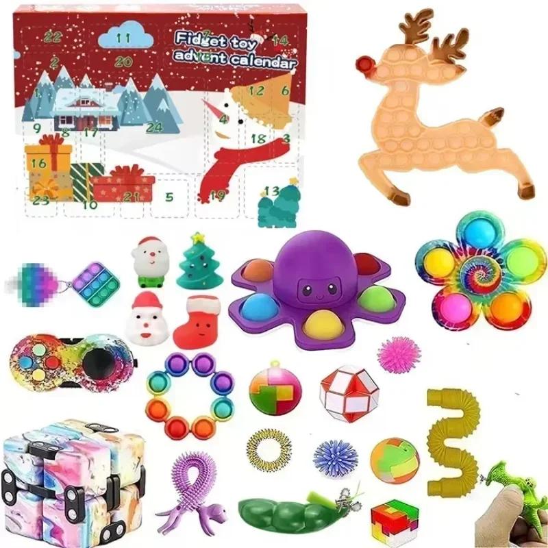 Fidget Advent Calendar 2025, Christmas Advent Calendars Countdown 24 Days, Bubble Toy Surprise Box Sensory Fidget Toy Packs for Girls Teens