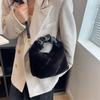 Autumn Winter Plush Pleated Handbag For Women Trendy Simple Furry Shoulder Bags Casual Cute Crossbody Bag Female